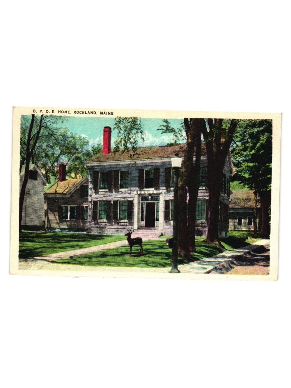 Vintage Tichnor Quality Views Postcard BPOE Home Rockland Maine Mid Century